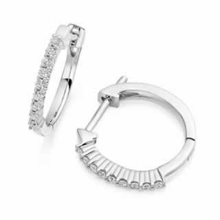Claw Set Hoop Diamond Earrings in 9K White Gold (0.54ct. tw.)